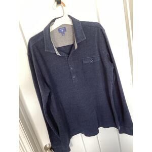 Gant‎ mens size 3x long sleeved button polo navy cotton yak blend office career
